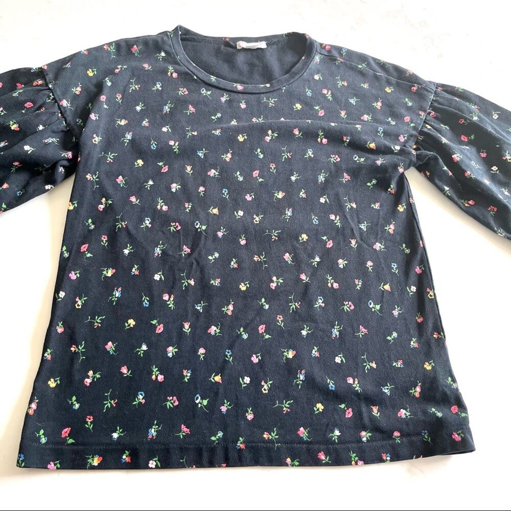 Crewcuts girls black floral elbow bell sleeve summer tshirt size 12